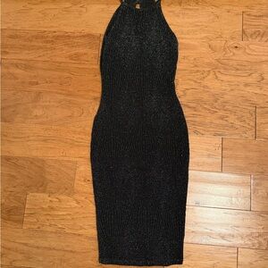 AKIRA Black Sparkle Backless Dress